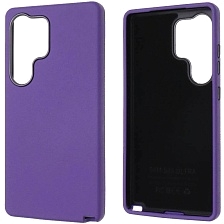 Чехол накладка для SAMSUNG Galaxy S25 Ultra, силикон, пластик, текстура кожи, цвет фиолетовый