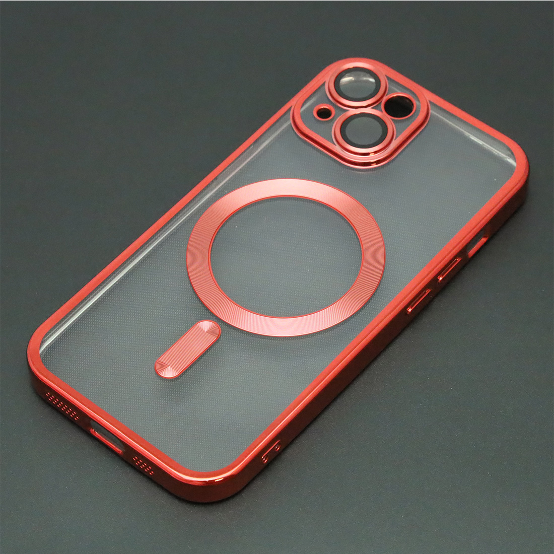 Чехол накладка FASHION CASE с поддержкой MagSafe для APPLE iPhone 15, силикон, защита камеры, цвет окантовки красный Чехол накладка FASHION CASE с поддержкой MagSafe для APPLE iPhone 15, силикон, защита камеры, цвет окантовки красный