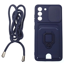 Чехол накладка MULTI FUNCTION 4 в 1 для SAMSUNG Galaxy S21 FE, цвет темно синий Чехол накладка MULTI FUNCTION 4 в 1 для SAMSUNG Galaxy S21 FE, цвет темно синий