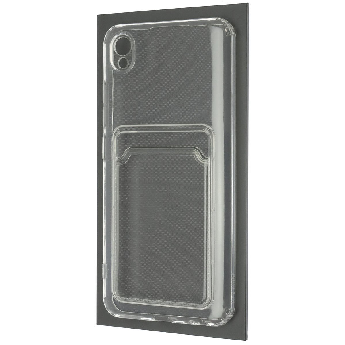 Чехол накладка CARD CASE для VIVO Y1S, силикон, отдел для карт, цвет прозрачный