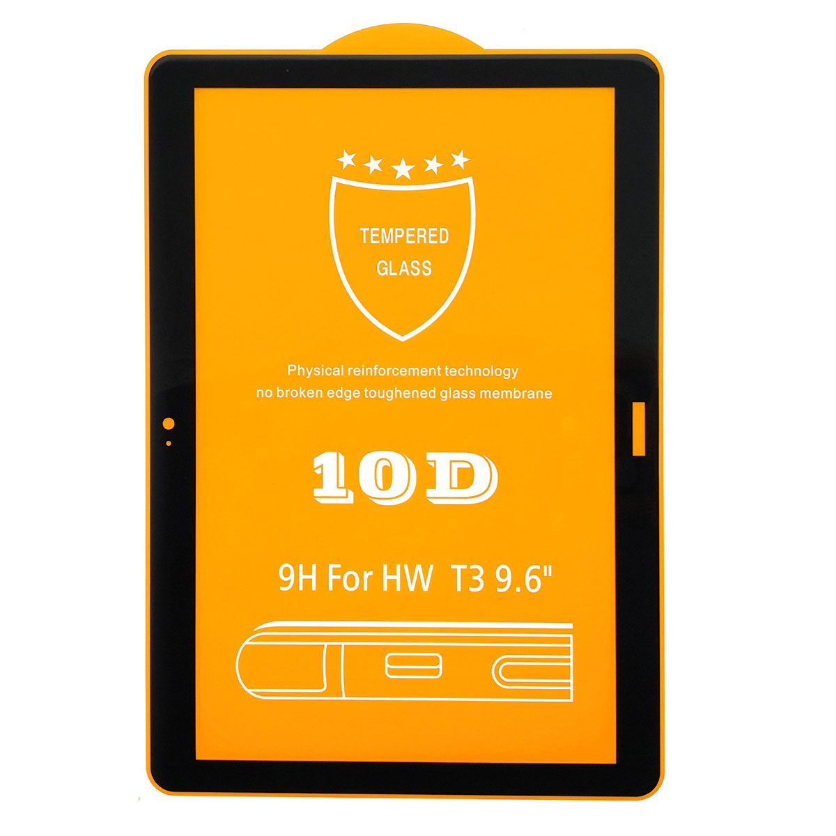Защитное стекло 10D для HUAWEI Mediapad T3 9.6" (AGS-L09), цвет окантовки черный.