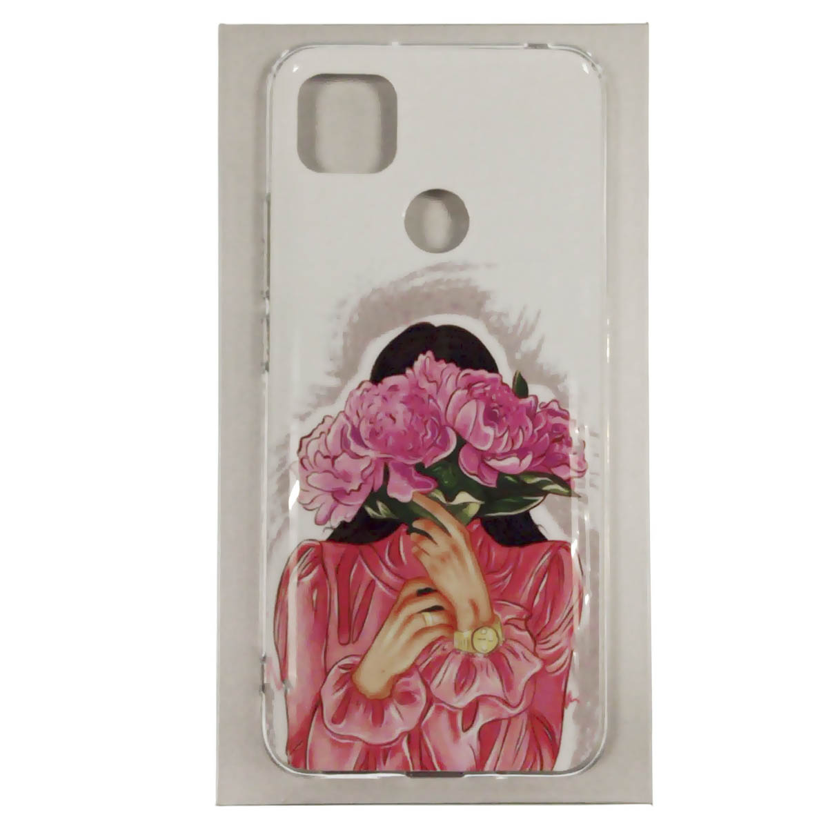 Чехол накладка для XIAOMI Redmi 9C, Redmi 10A, силикон, рисунок Девушка с букетом цветов