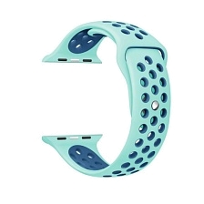 Ремешок для Apple Watch спортивный "Nike", размер 44 mm, цвет бирюзовый - чёрный. Ремешок для Apple Watch спортивный "Nike", размер 44 mm, цвет бирюзовый - чёрный.