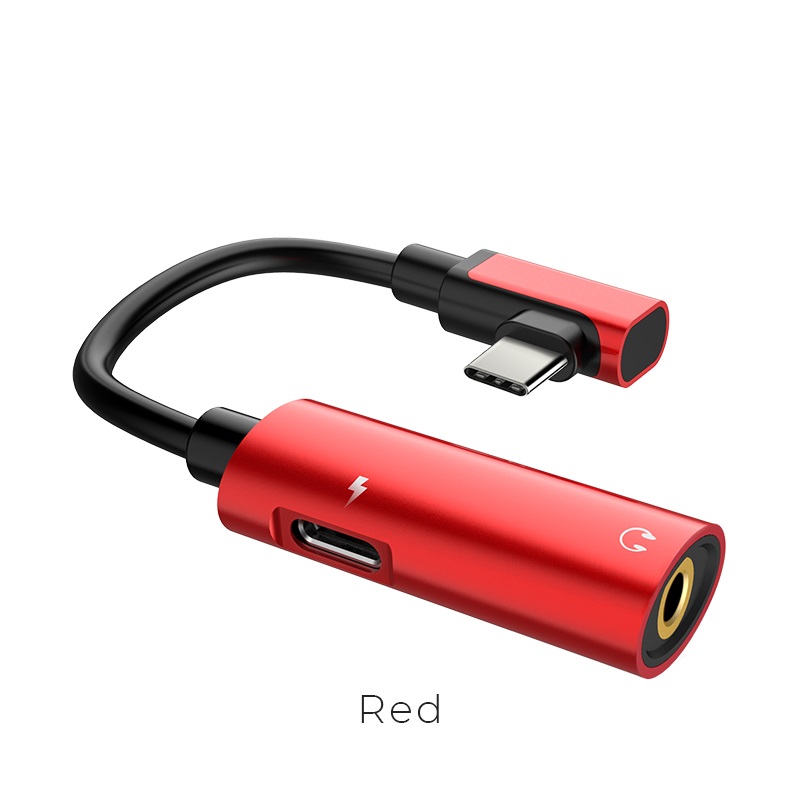 HOCO LS19 адаптер / переходник, аудио конвертер 2 в 1 Type-C на наушники jack 3.5 и USB Type-C 1.5A, цвет красный. HOCO LS19 адаптер / переходник, аудио конвертер 2 в 1 Type-C на наушники jack 3.5 и USB Type-C 1.5A, цвет красный.