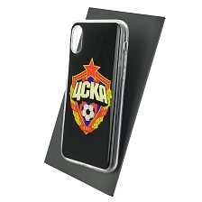 Чехол накладка для APPLE iPhone X, iPhone XS, силикон, глянцевый, рисунок ЦСКА Чехол накладка для APPLE iPhone X, iPhone XS, силикон, глянцевый, рисунок ЦСКА