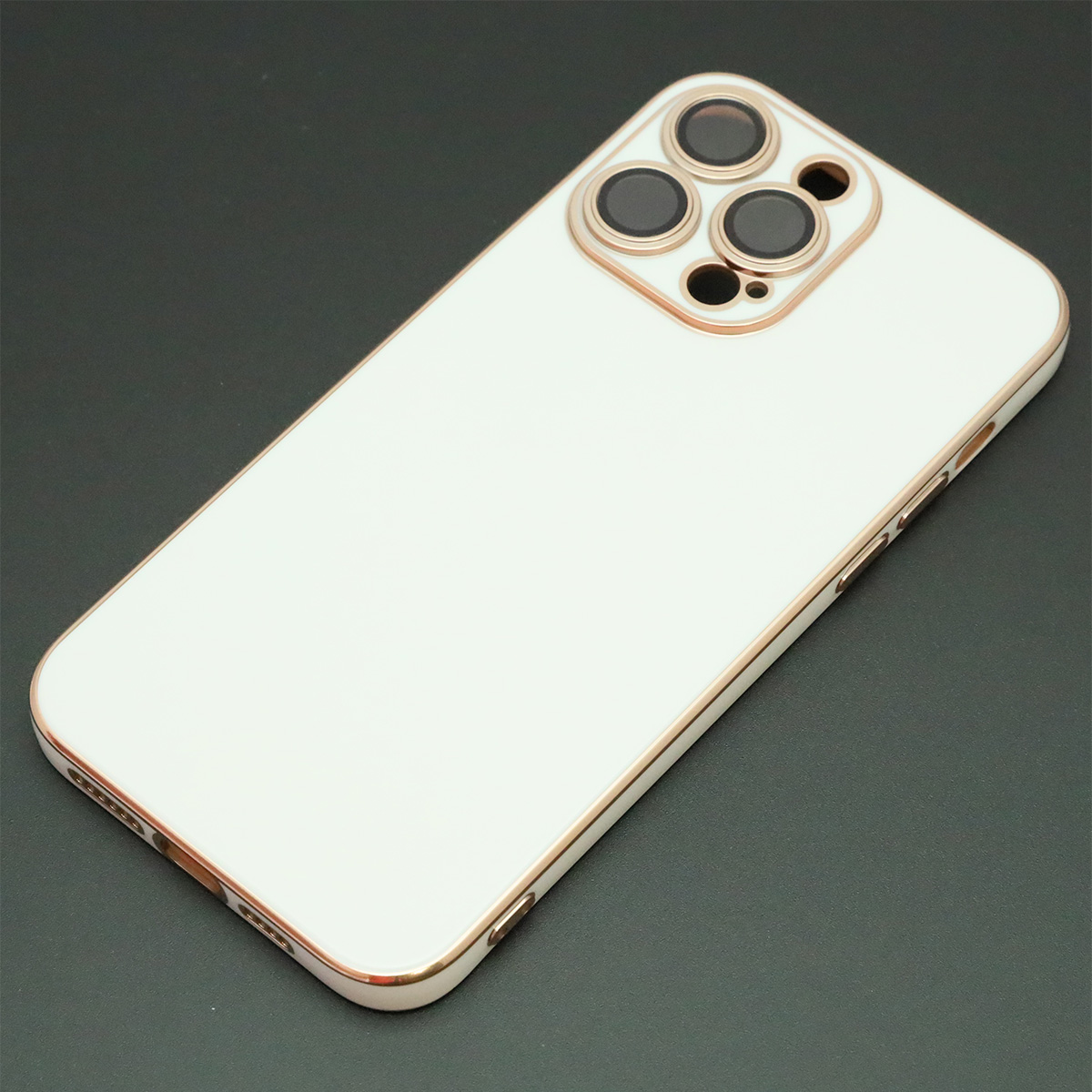 Чехол накладка для APPLE iPhone 14 Pro Max, силикон, стекло, защита камеры, цвет бело золотистый Чехол накладка для APPLE iPhone 14 Pro Max, силикон, стекло, защита камеры, цвет бело золотистый
