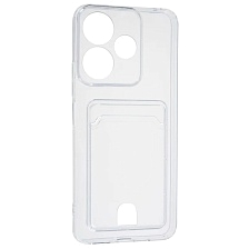 Чехол накладка CARD CASE для XIAOMI Redmi 13, POCO M6 4G, защита камеры, силикон, отдел для карт, цвет прозрачный