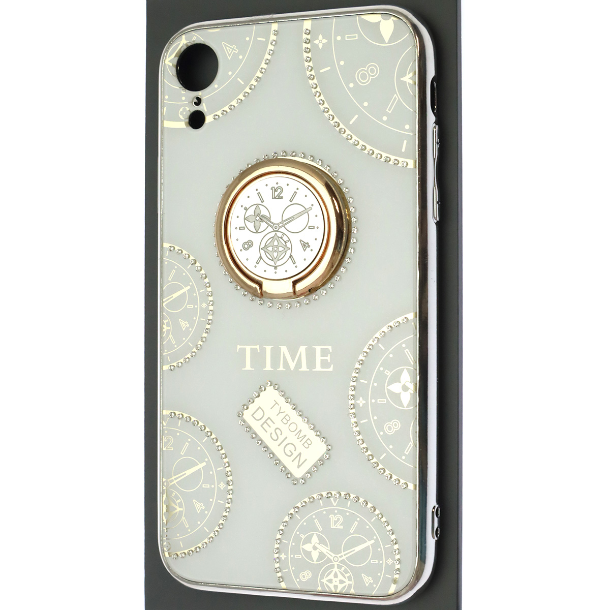 Чехол накладка TYBOMB для APPLE iPhone XR, силикон, стразы, кольцо держатель, рисунок Time Чехол накладка TYBOMB для APPLE iPhone XR, силикон, стразы, кольцо держатель, рисунок Time