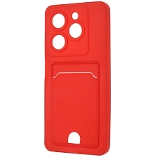 Чехол накладка BUTTON для INFINIX Hot 40i, Smart 8, SMART 8 Plus, защита камеры, силикон, отдел для карт, цвет красный