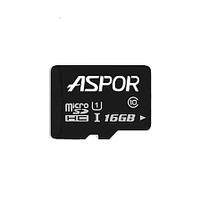 Карта памяти MicroSDHC 16GB ASPOR Class 10 UHS-I, без адаптера, цвет черный Карта памяти MicroSDHC 16GB ASPOR Class 10 UHS-I, без адаптера, цвет черный