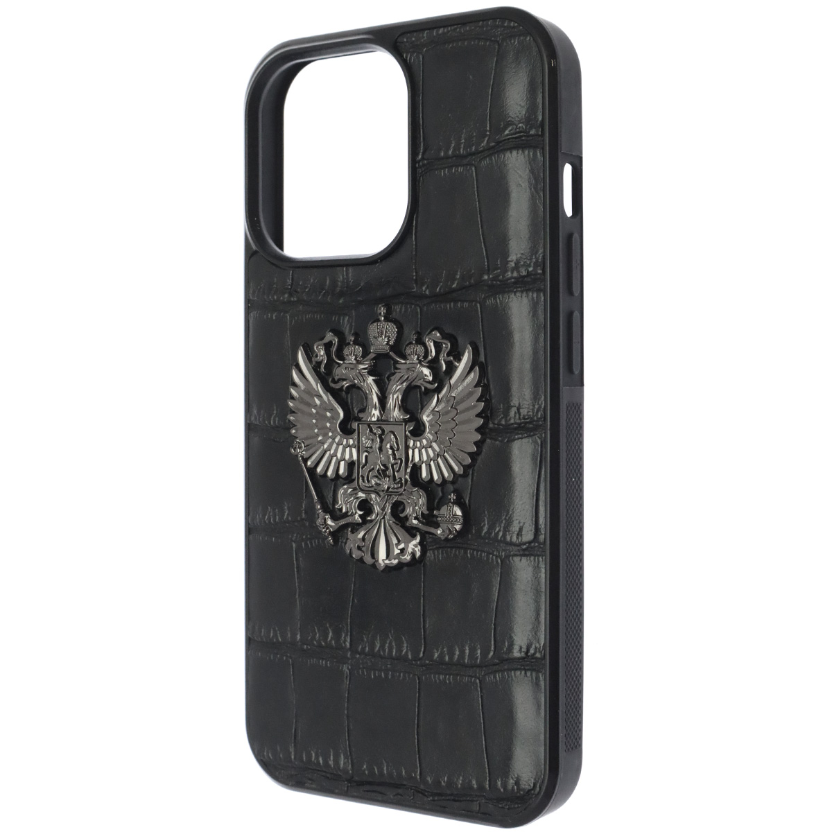 Чехол накладка для APPLE iPhone 13 Pro, силикон, бархат, имитация кожи, 3D герб РФ, цвет черный Чехол накладка для APPLE iPhone 13 Pro, силикон, бархат, имитация кожи, 3D герб РФ, цвет черный