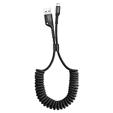 Кабель BASEUS CALSR-01 Fish eye Spring APPLE Lightning 8 pin, 2A, длина 1 метр, витой, цвет черный Кабель BASEUS CALSR-01 Fish eye Spring APPLE Lightning 8 pin, 2A, длина 1 метр, витой, цвет черный