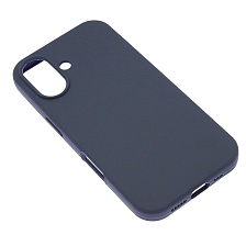 Чехол накладка Silicone Case для APPLE iPhone 16 (6.1"), силикон, бархат, цвет темно синий