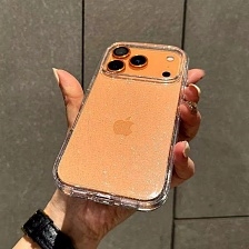 Чехол накладка Clear Case для APPLE iPhone 17 Pro Max, с блестками, прозрачный