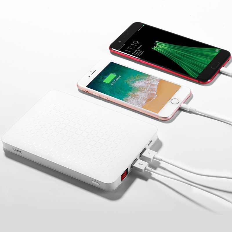 Внешний аккумулятор, Power Bank HOCO J29B, 20000 mAh, LCD дисплей, цвет белый Внешний аккумулятор, Power Bank HOCO J29B, 20000 mAh, LCD дисплей, цвет белый