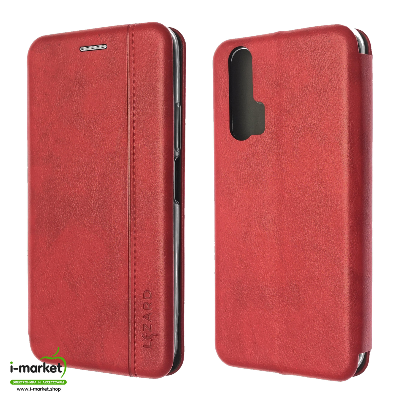 Чехол книжка LIZARD для HUAWEI Honor 20 (YAL-L21), Honor 20 Pro (YAL-L41), экокожа, визитница, цвет красный. Чехол книжка LIZARD для HUAWEI Honor 20 (YAL-L21), Honor 20 Pro (YAL-L41), экокожа, визитница, цвет красный.