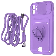 Чехол накладка MULTI FUNCTION 4 в 1 для APPLE iPhone 11 (6.1), цвет сиреневый Чехол накладка MULTI FUNCTION 4 в 1 для APPLE iPhone 11 (6.1), цвет сиреневый