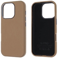 Чехол накладка для APPLE iPhone 16 Pro (6.3"), силикон, пластик, текстура кожи, бархат, цвет коричневый Чехол накладка для APPLE iPhone 16 Pro (6.3"), силикон, пластик, текстура кожи, бархат, цвет коричневый
