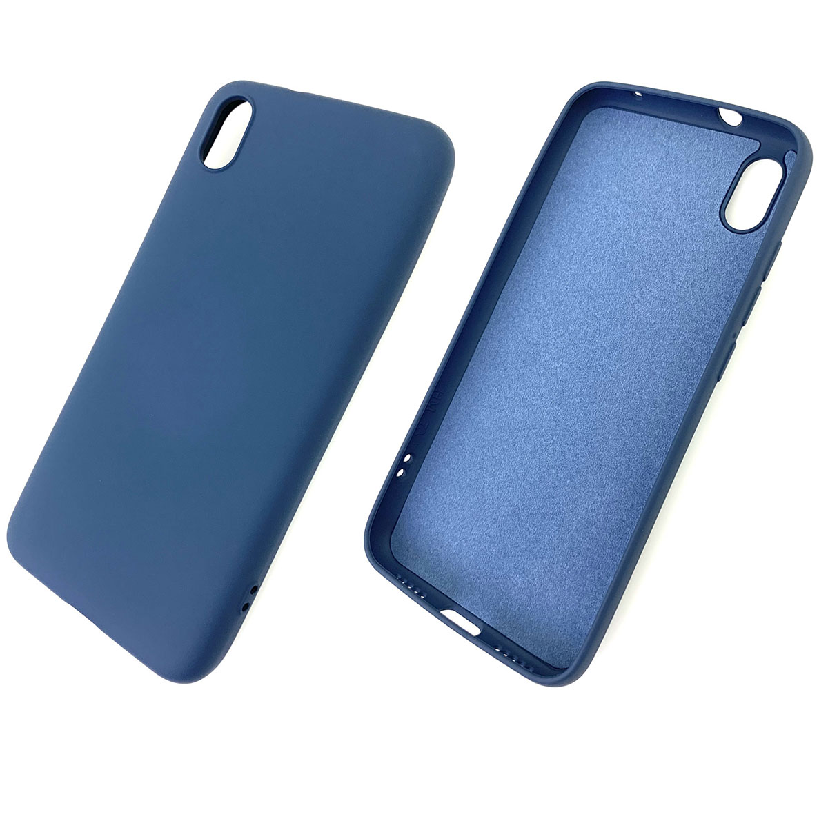 Чехол накладка для XIAOMI Redmi 7A, силикон, бархат, цвет темно синий.