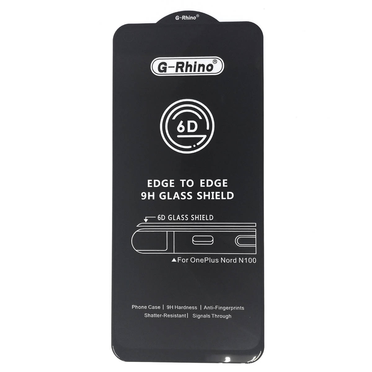Защитное стекло 6D G-Rhino для OnePlus Nord N100, цвет окантовки черный