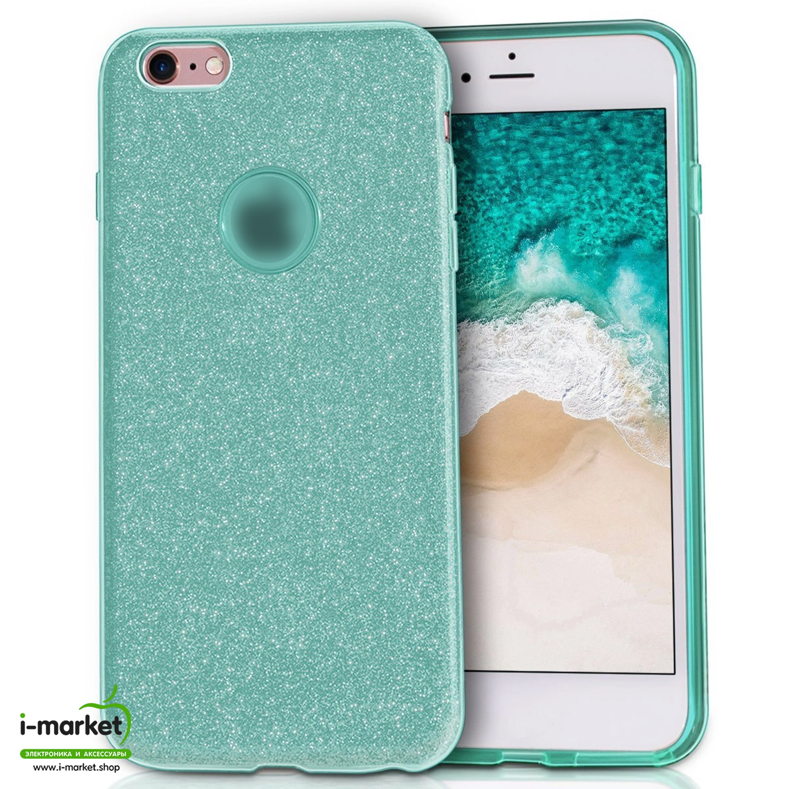 Чехол накладка Shine для APPLE iPhone 6 Plus, 6S Plus, силикон, блестки, цвет зеленый Чехол накладка Shine для APPLE iPhone 6 Plus, 6S Plus, силикон, блестки, цвет зеленый