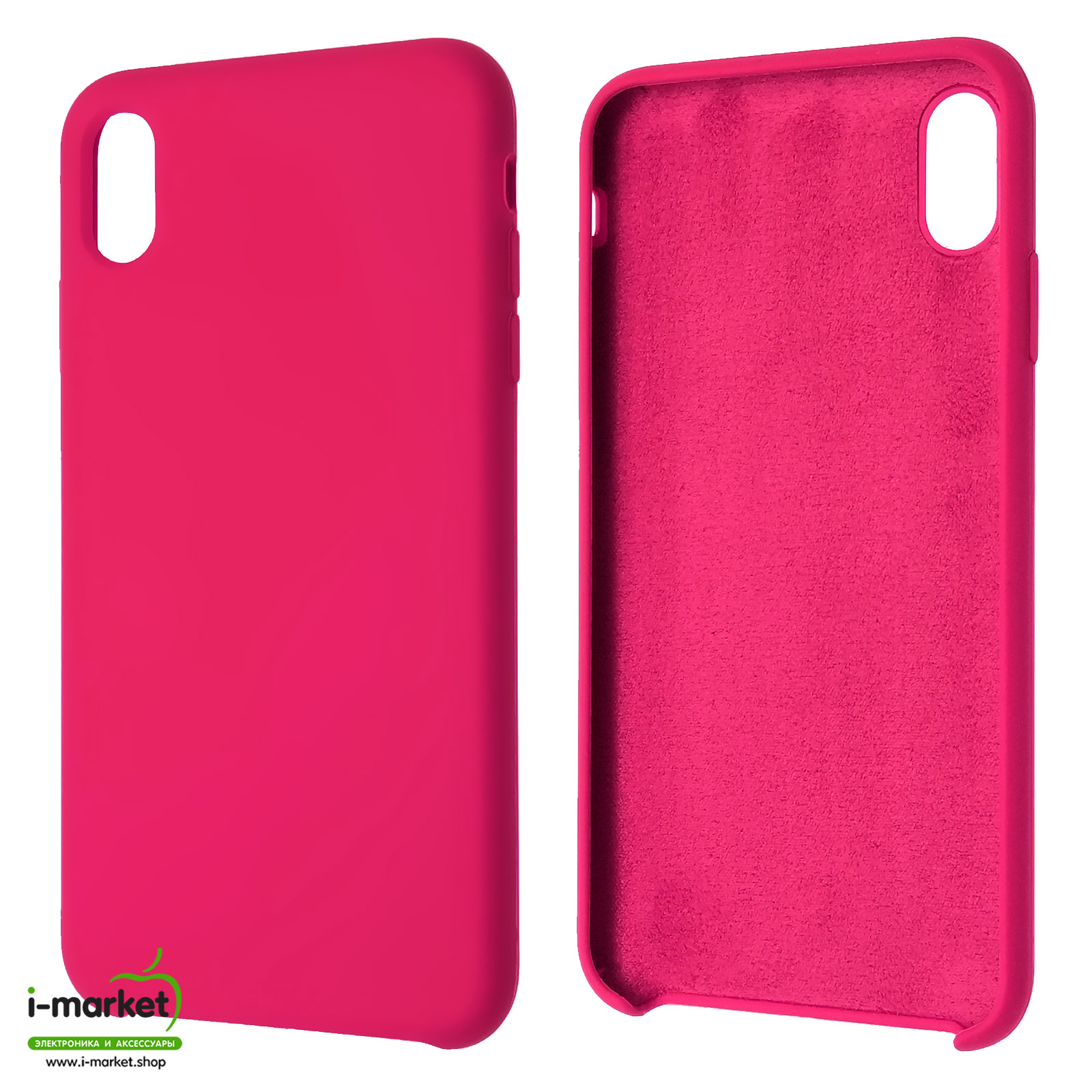 Чехол накладка Silicon Case для APPLE iPhone XS MAX, силикон, бархат, цвет малиновый Чехол накладка Silicon Case для APPLE iPhone XS MAX, силикон, бархат, цвет малиновый