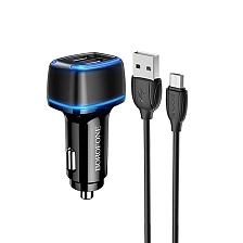 АЗУ (Автомобильное зарядное устройство) BOROFONE BZ14 Max c кабелем Micro USB, 2.4А, 12W, 2 USB, 1 метр, цвет черный АЗУ (Автомобильное зарядное устройство) BOROFONE BZ14 Max c кабелем Micro USB, 2.4А, 12W, 2 USB, 1 метр, цвет черный
