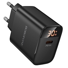 СЗУ (Сетевое зарядное устройство) BOROFONE BA97A Ilustre, 1 USB Type C, Led дисплей, PD30W, цвет черный