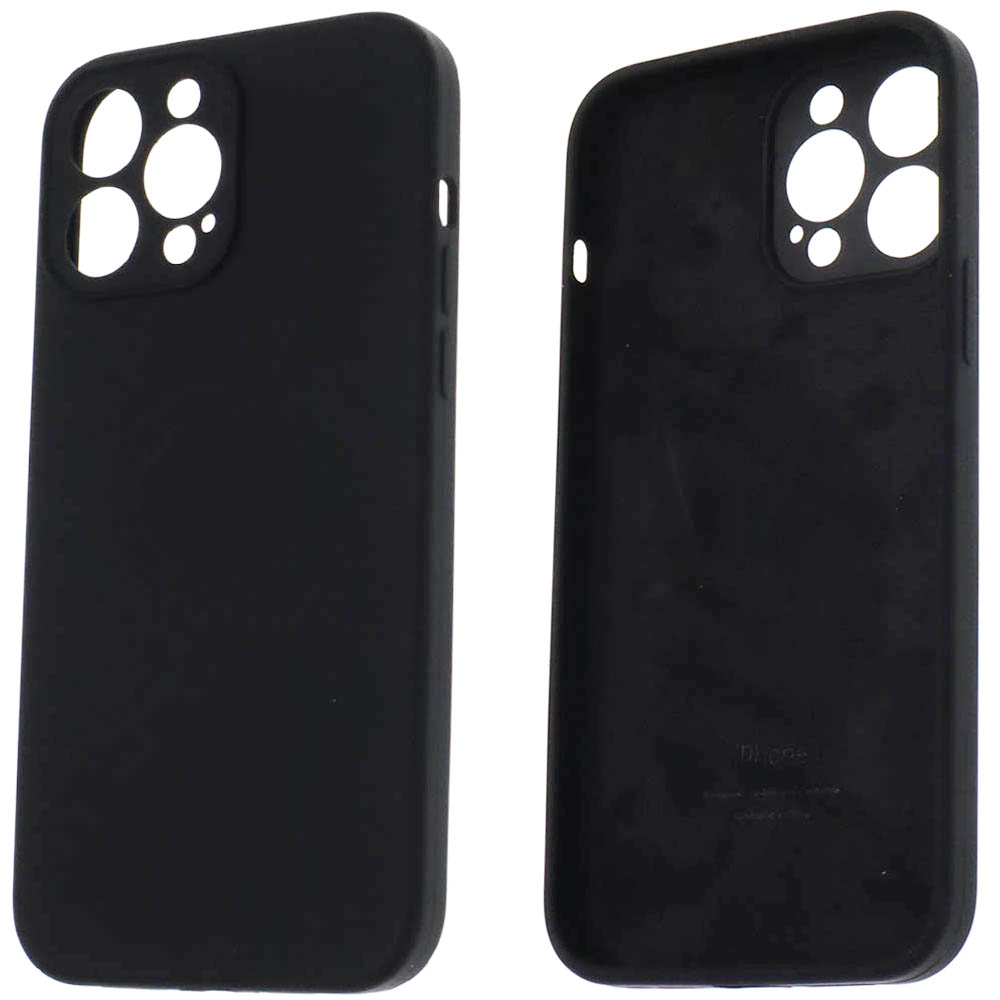 Чехол накладка Silicon Case для APPLE iPhone 13 Pro Max (6.7), защита камеры, с лого, силикон, бархат, цвет черный Чехол накладка Silicon Case для APPLE iPhone 13 Pro Max (6.7), защита камеры, с лого, силикон, бархат, цвет черный