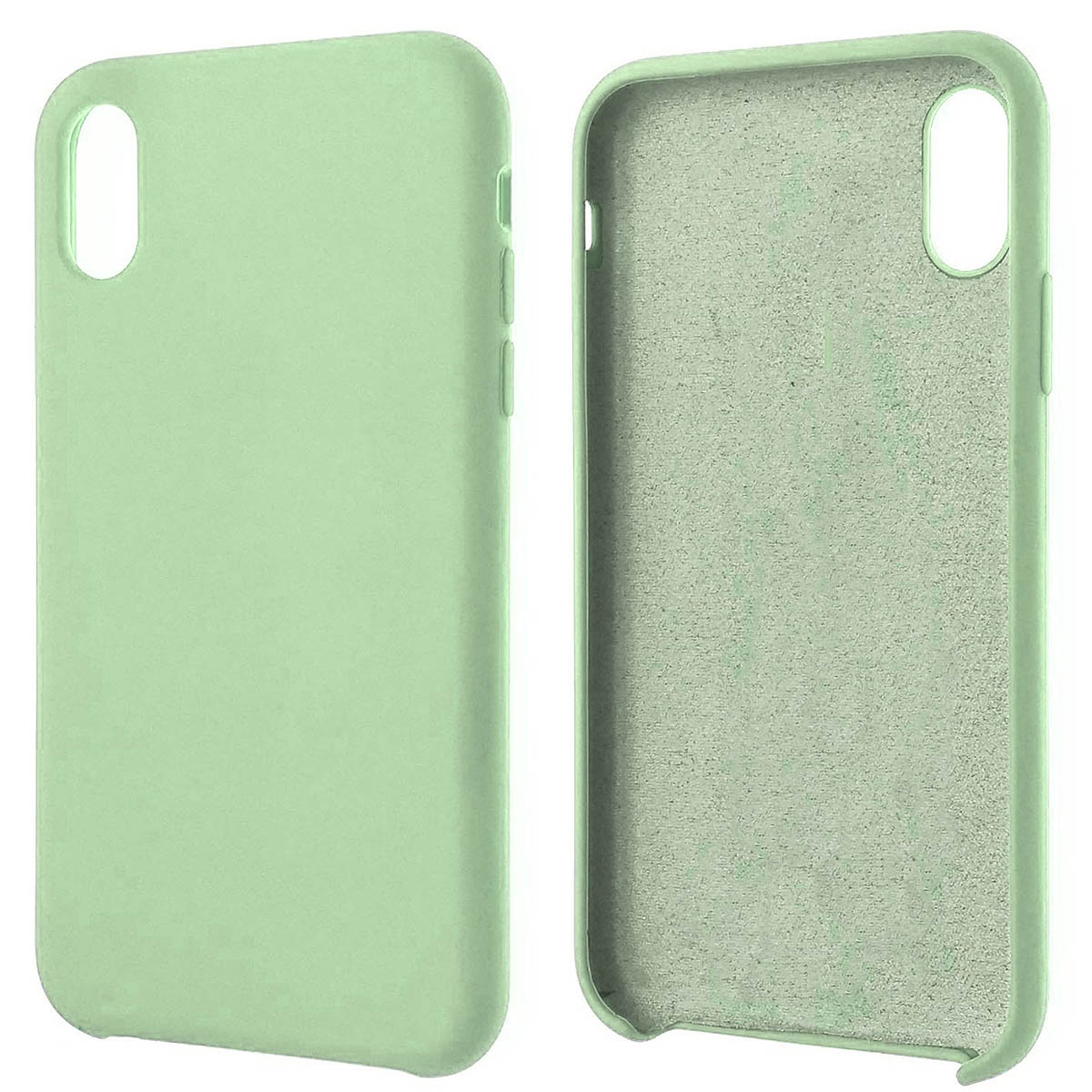 Чехол накладка Silicon Case для APPLE iPhone XR, силикон, бархат, цвет бело зеленый Чехол накладка Silicon Case для APPLE iPhone XR, силикон, бархат, цвет бело зеленый