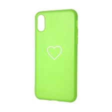 Чехол накладка для APPLE iPhone X, iPhone XS, силикон, глянцевый, рисунок Сердце, цвет зеленый.