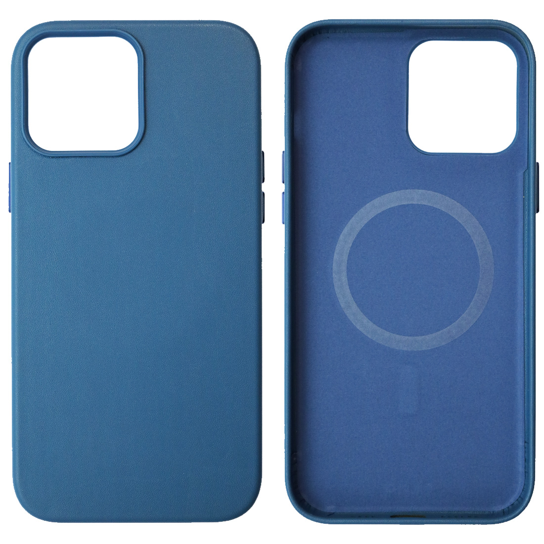 Чехол накладка Leather Case с поддержкой MagSafe для APPLE iPhone 13 Pro Max, силикон, бархат, экокожа, цвет синий Чехол накладка Leather Case с поддержкой MagSafe для APPLE iPhone 13 Pro Max, силикон, бархат, экокожа, цвет синий