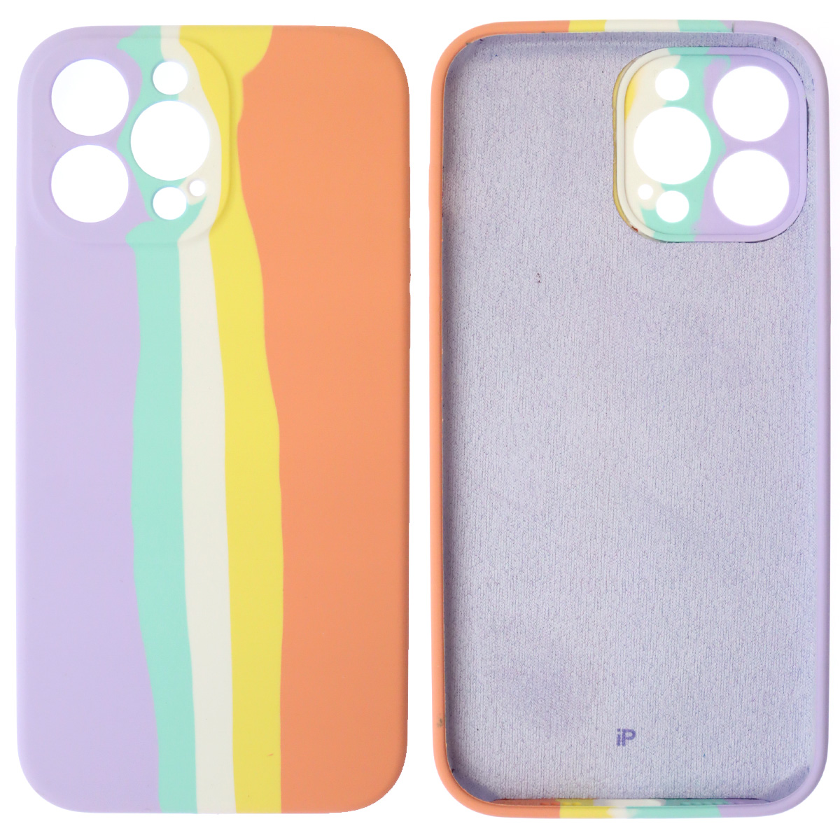 Чехол накладка Silicon Case для APPLE iPhone 13 Pro Max (6.7), силикон, бархат, цвет сиренево оранжевый