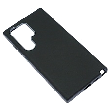 Чехол накладка для SAMSUNG Galaxy S24 Ultra, силикон, пластик, текстура кожи, бархат, цвет черный