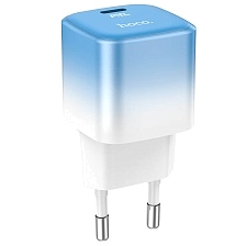 СЗУ (Сетевое зарядное устройство) HOCO C101A, 20W, 1 USB Type C, PD20W, цвет бело синий СЗУ (Сетевое зарядное устройство) HOCO C101A, 20W, 1 USB Type C, PD20W, цвет бело синий