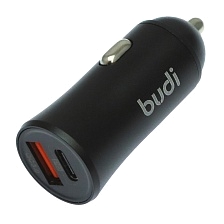 АЗУ (Автомобильное зарядное устройство) BUDI CC627TB, QC3.0, PD20W, 1 USB-C (Type-C), 1 USB-A, цвет черный