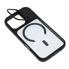 Чехол накладка Cabbeen с поддержкой MagSafe для APPLE iPhone 16 Pro, подставка, цвет прозрачно черный