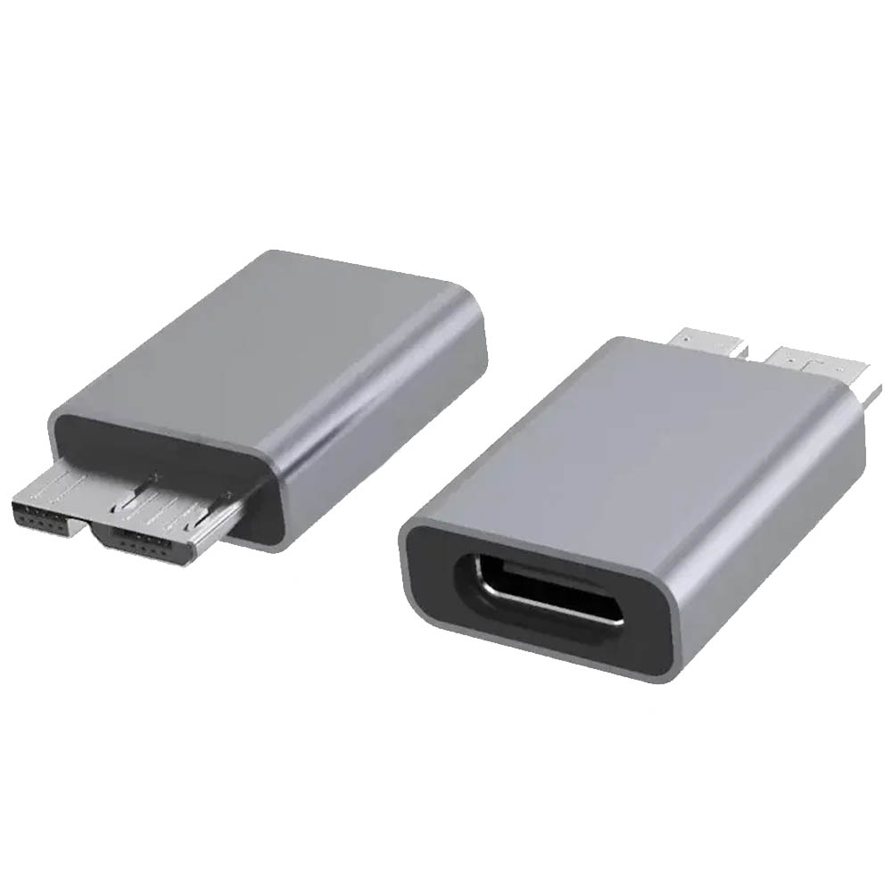 Адаптер, переходник Type-C (мама) на microUSB B (папа), подходит для внешних жестких дисков Seagate, WD West number, Toshiba, Newman, Lenovo, Samsung, Sony, цвет космически серый