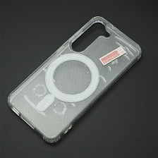 Чехол накладка Magnetic с поддержкой MagSafe для SAMSUNG GALAXY S23, силикон, цвет прозрачный