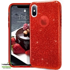 Чехол накладка Shine для APPLE iPhone X, iPhone XS, силикон, блестки, цвет красный Чехол накладка Shine для APPLE iPhone X, iPhone XS, силикон, блестки, цвет красный