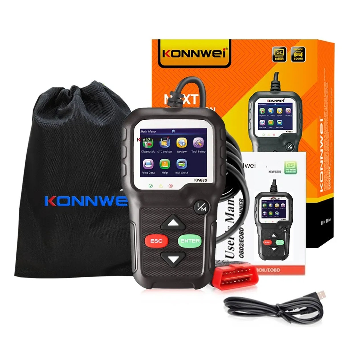 Автомобильный диагностический сканер KONNWEI KW680, цвет черный | Последняя цена