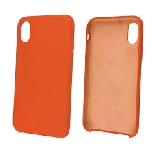 Чехол накладка Silicon Case для APPLE iPhone X, XS, силикон, бархат, цвет оранжевый. Чехол накладка Silicon Case для APPLE iPhone X, XS, силикон, бархат, цвет оранжевый.
