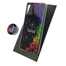 Чехол накладка для SAMSUNG Galaxy A41 (SM-A415), силикон, фактурный глянец, с поп сокетом, рисунок Tik Tok Чехол накладка для SAMSUNG Galaxy A41 (SM-A415), силикон, фактурный глянец, с поп сокетом, рисунок Tik Tok