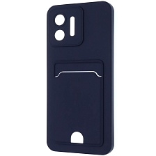 Чехол накладка BUTTON для Honor X5, защита камеры, силикон, отдел для карт, цвет темно синий Чехол накладка BUTTON для Honor X5, защита камеры, силикон, отдел для карт, цвет темно синий