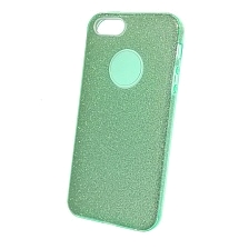 Чехол накладка Shine для APPLE iPhone 5G, 5S, SE, силикон, блестки, цвет зеленый