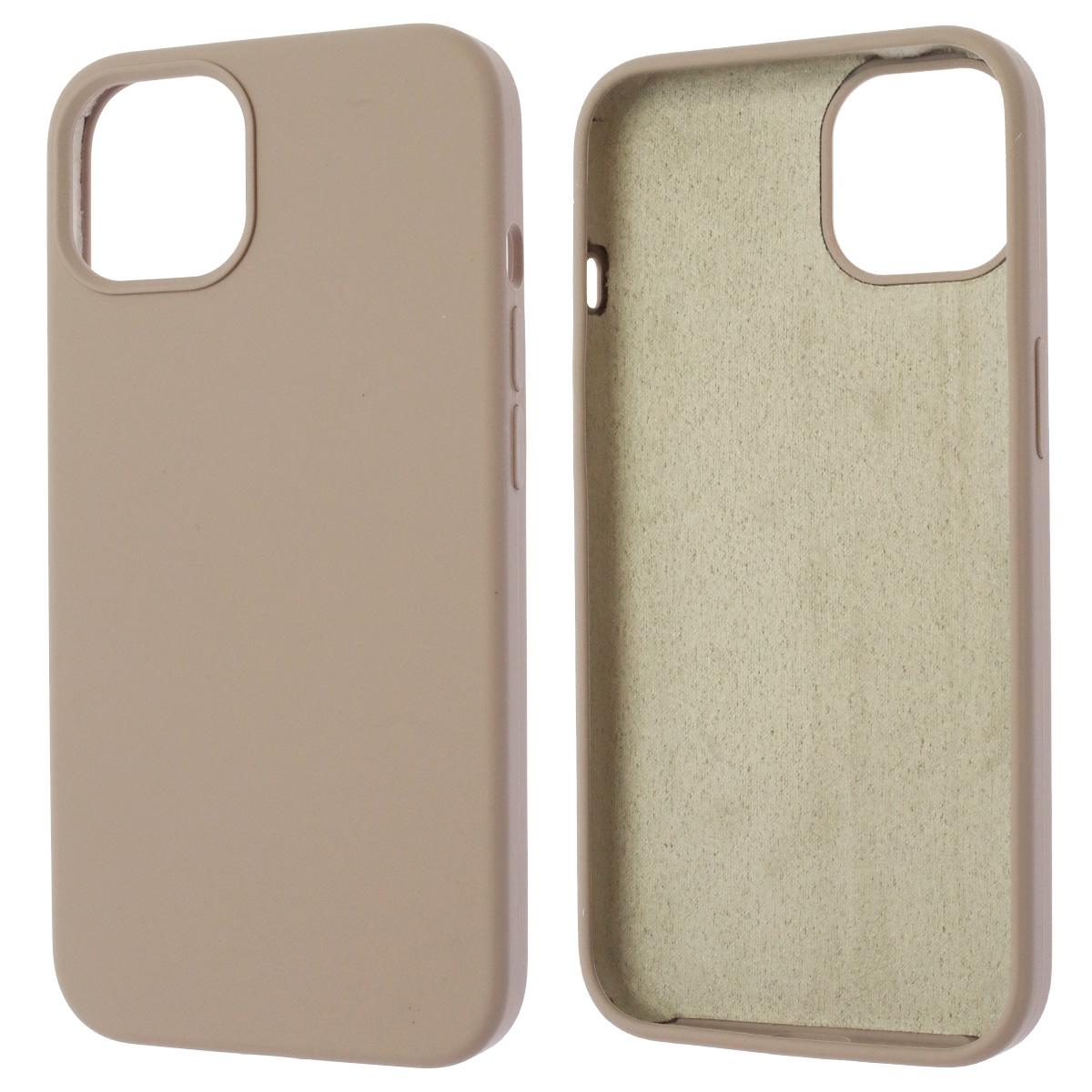 Чехол накладка Silicon Case для APPLE iPhone 13 (6.1), силикон, бархат, цвет серо бежевый Чехол накладка Silicon Case для APPLE iPhone 13 (6.1), силикон, бархат, цвет серо бежевый