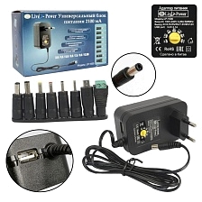 Блок питания универсальный Live-Power LP-1000, 3V-12V/2.1A, 8 насадок, цвет черный Блок питания универсальный Live-Power LP-1000, 3V-12V/2.1A, 8 насадок, цвет черный