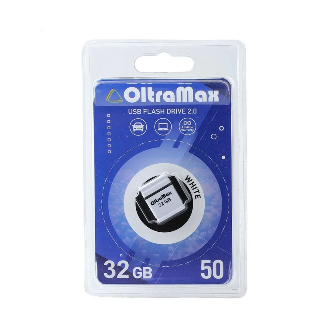 Флешка USB 2.0 32GB OltraMax 50, цвет белый