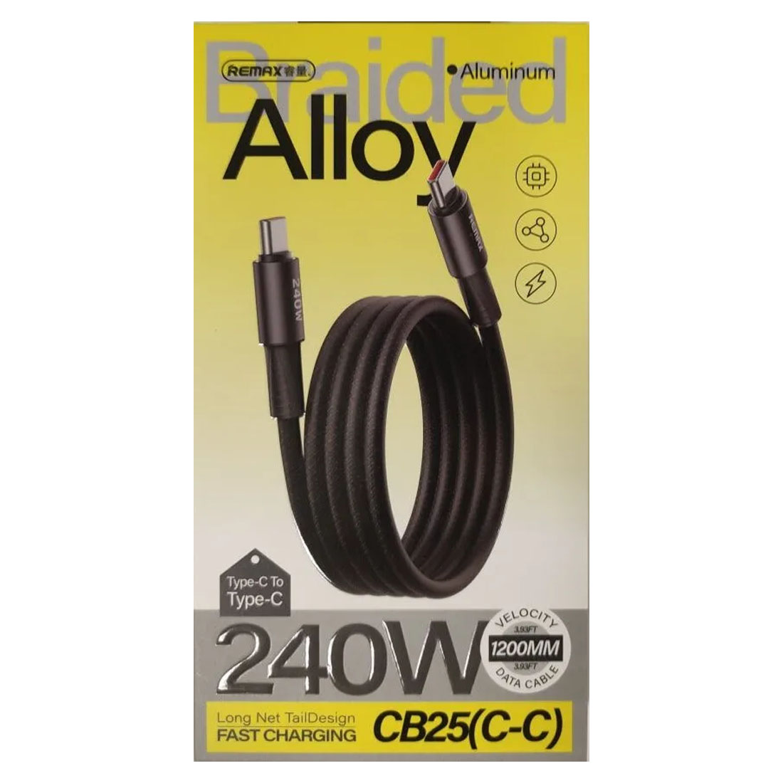 Кабель REMAX CB25 (C-C) USB Type C на USB Type C, 240W, 5A, длина 1.2 метра, цвет черный