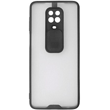 Чехол накладка LIFE TIME для XIAOMI Redmi Note 9 Pro, Redmi Note 9S, силикон, пластик, матовый, со шторкой для защиты задней камеры, цвет окантовки черный